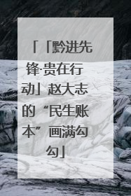 「黔进先锋·贵在行动」赵大志的“民生账本”画满勾勾