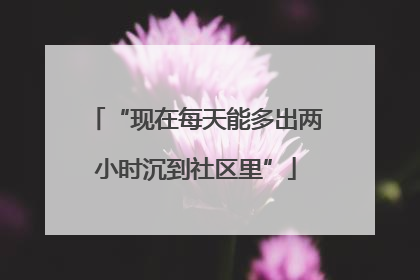 “现在每天能多出两小时沉到社区里”
