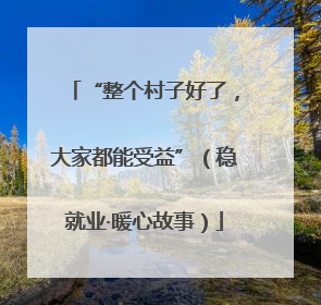“整个村子好了，大家都能受益”（稳就业·暖心故事）
