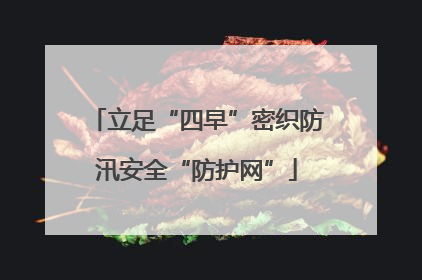立足“四早”密织防汛安全“防护网”