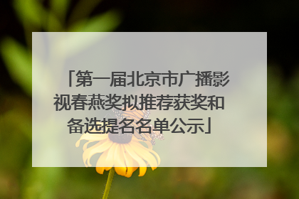 第一届北京市广播影视春燕奖拟推荐获奖和备选提名名单公示