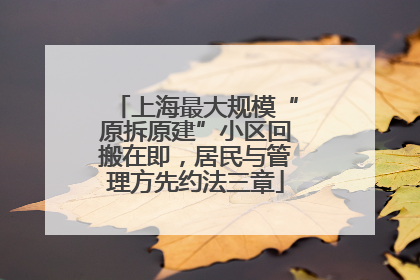 上海最大规模“原拆原建”小区回搬在即，居民与管理方先约法三章