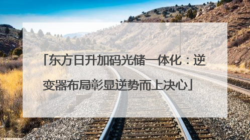 东方日升加码光储一体化：逆变器布局彰显逆势而上决心
