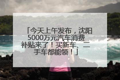 今天上午发布，沈阳5000万元汽车消费补贴来了！买新车、二手车都能领！