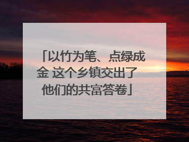 以竹为笔、点绿成金 这个乡镇交出了他们的共富答卷