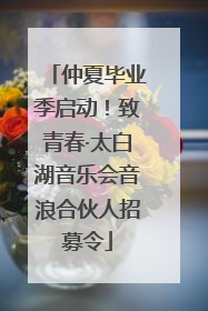 仲夏毕业季启动！致青春·太白湖音乐会音浪合伙人招募令