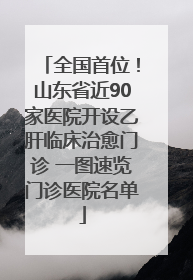 全国首位！山东省近90家医院开设乙肝临床治愈门诊 一图速览门诊医院名单