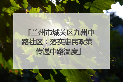 兰州市城关区九州中路社区：落实惠民政策 传递中路温度