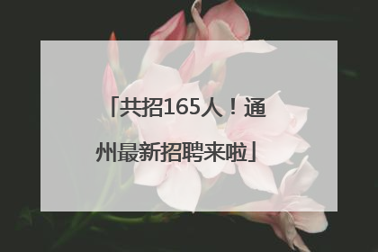 共招165人！通州最新招聘来啦