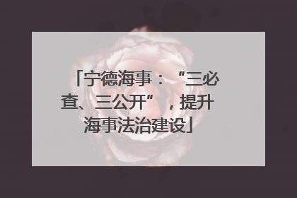 宁德海事：“三必查、三公开”，提升海事法治建设