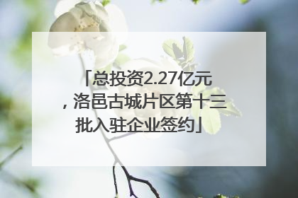 总投资2.27亿元，洛邑古城片区第十三批入驻企业签约