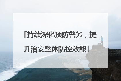 持续深化预防警务，提升治安整体防控效能