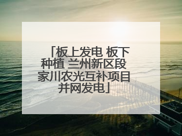 板上发电 板下种植 兰州新区段家川农光互补项目并网发电