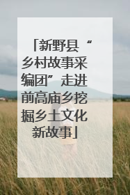 新野县“乡村故事采编团”走进前高庙乡挖掘乡土文化新故事