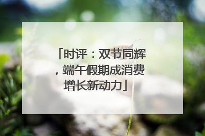 时评：双节同辉，端午假期成消费增长新动力