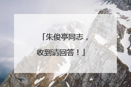 朱俊亭同志，收到请回答！
