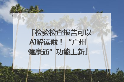 检验检查报告可以AI解读啦！“广州健康通”功能上新