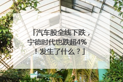 汽车股全线下跌，宁德时代也跌超4%！发生了什么？
