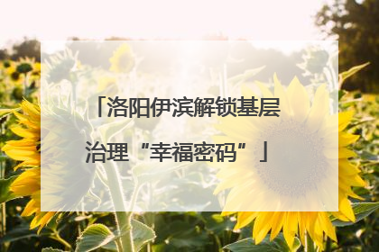 洛阳伊滨解锁基层治理“幸福密码”