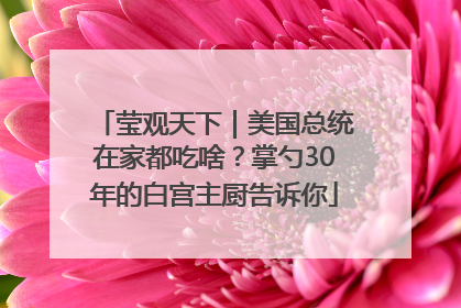 莹观天下｜美国总统在家都吃啥？掌勺30年的白宫主厨告诉你