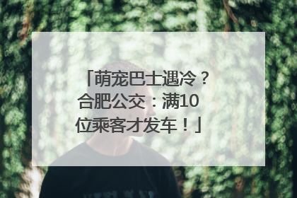 萌宠巴士遇冷？合肥公交：满10位乘客才发车！