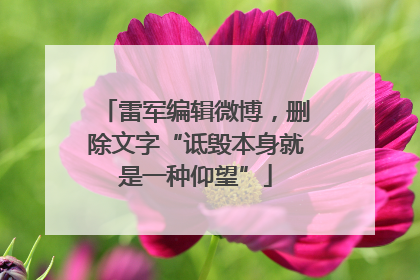 雷军编辑微博，删除文字“诋毁本身就是一种仰望”