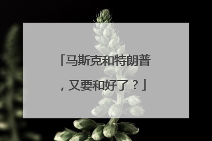 马斯克和特朗普，又要和好了？