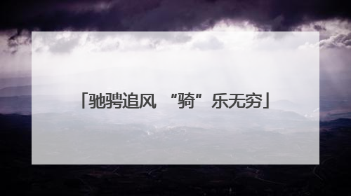 驰骋追风 “骑”乐无穷