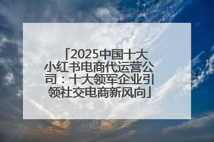 2025中国十大小红书电商代运营公司：十大领军企业引领社交电商新风向